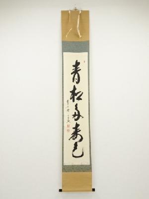 前大徳西垣宗興筆　「青松多寿色」一行書　肉筆紙本掛軸（共箱）
